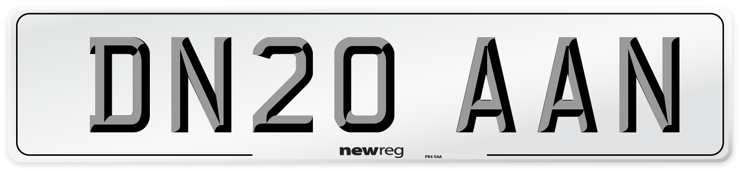 DN20 AAN Number Plate from New Reg